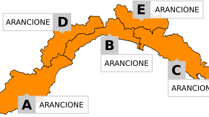 Domani allerta meteo arancione su tutta la Liguria