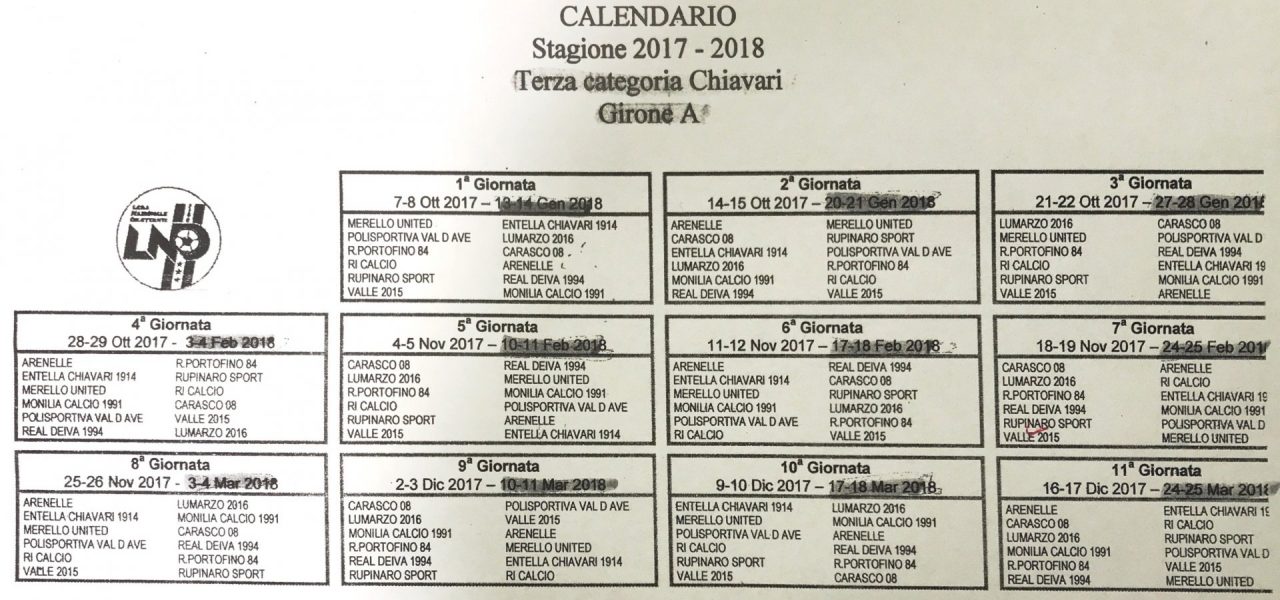Calcio locale, terza categoria presentato il calendario