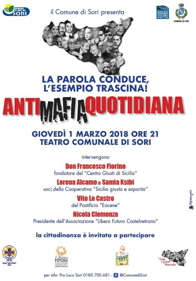 Lotta alla mafia, a Sori se ne parla a teatro