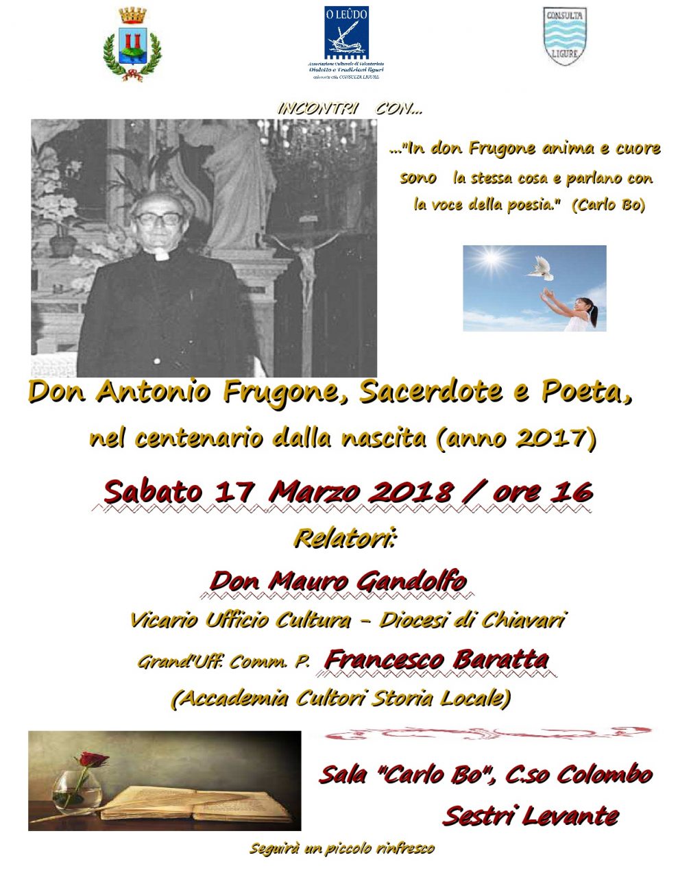 Domani a Sestri l’incontro in ricordo di don Antonio Frugone