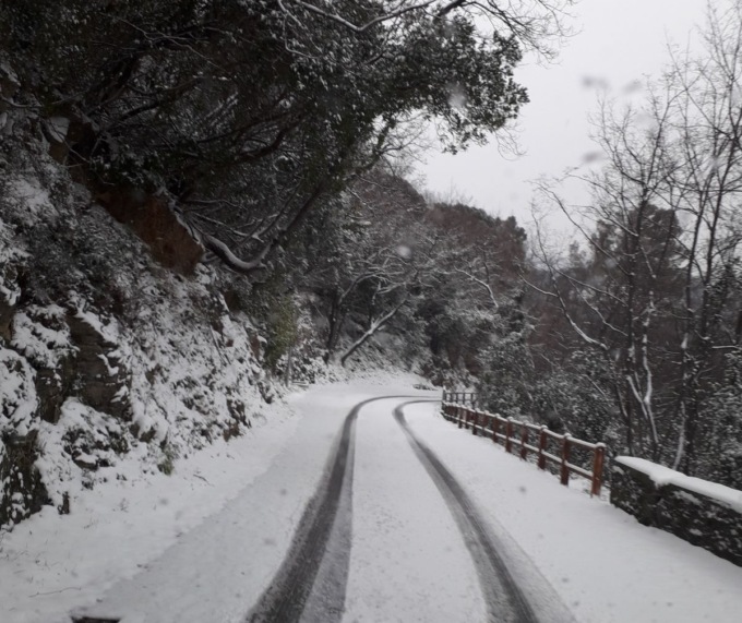 Sabato neve a quota 200 metri sul Levante