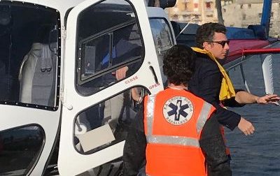 Sull’elicottero della Croce Bianca Rapallese i sindaci di Rapallo e Gallarate