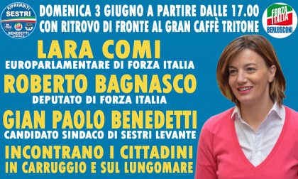 Lara Comi e Roberto Bagnasco domani a Sestri per Gian Paolo Benedetti