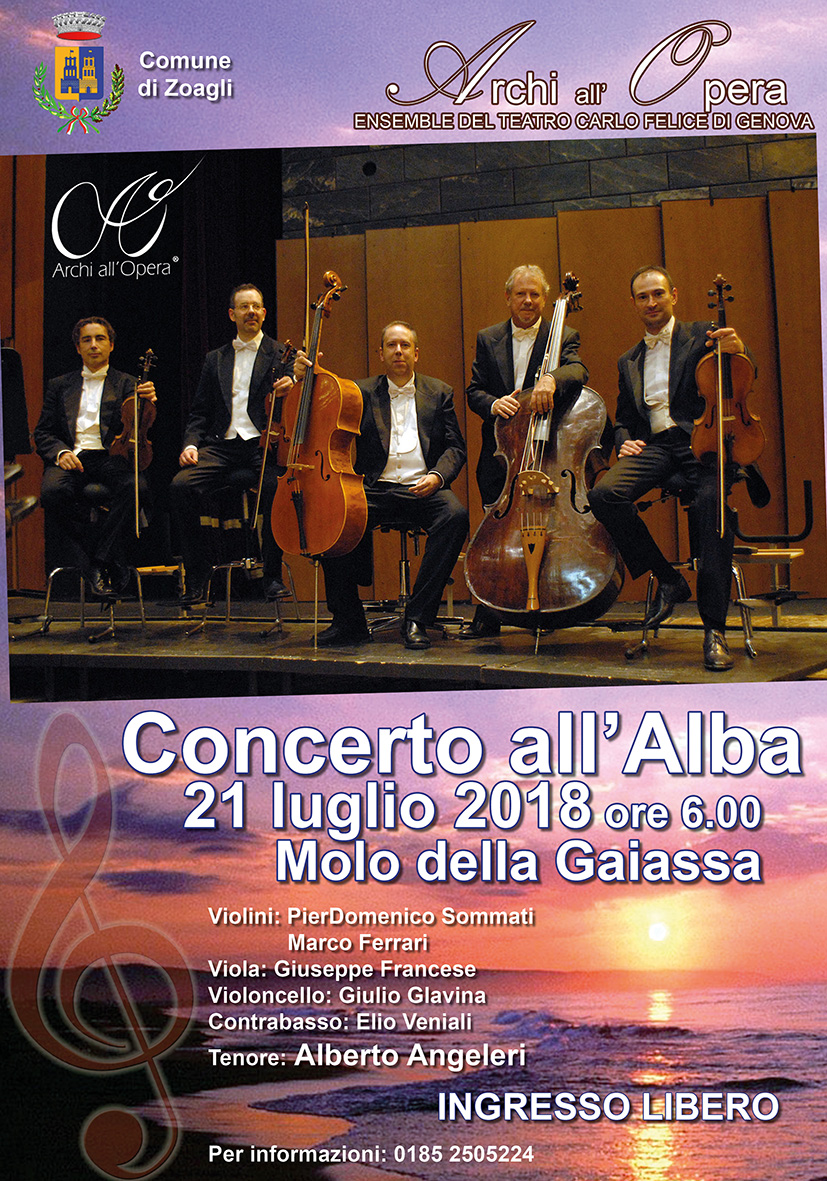 Archi all’Opera, il concerto dell’alba a Zoagli