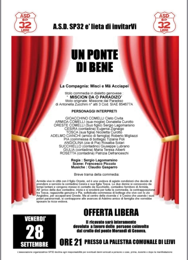 Un ponte di bene, lo spettacolo a Leivi