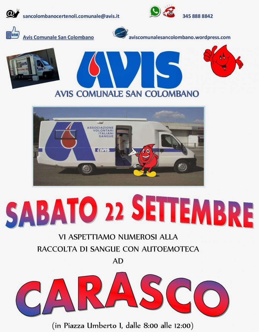 Domani autoemoteca a Carasco
