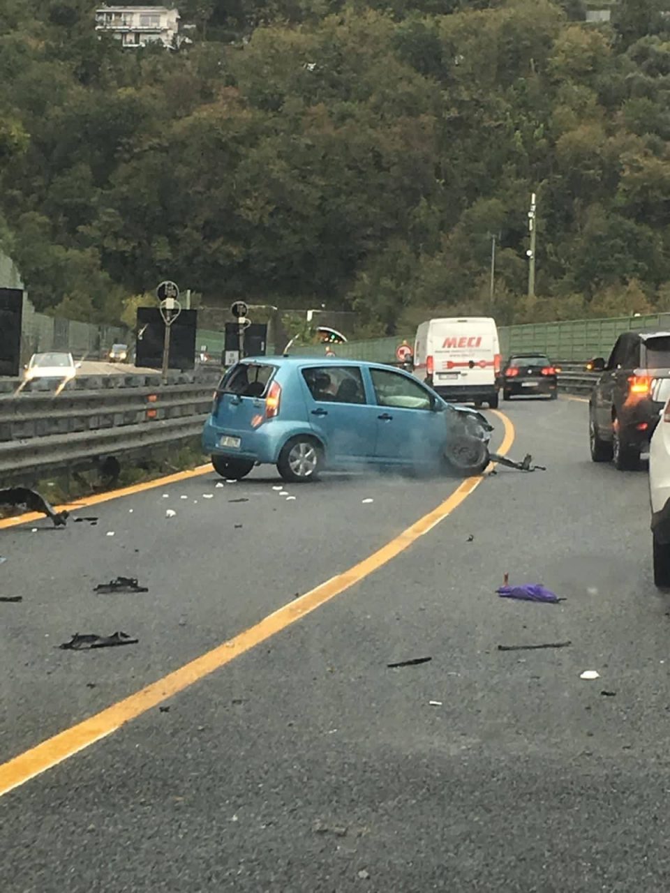 Incidente autostradale tra Rapallo e Chiavari