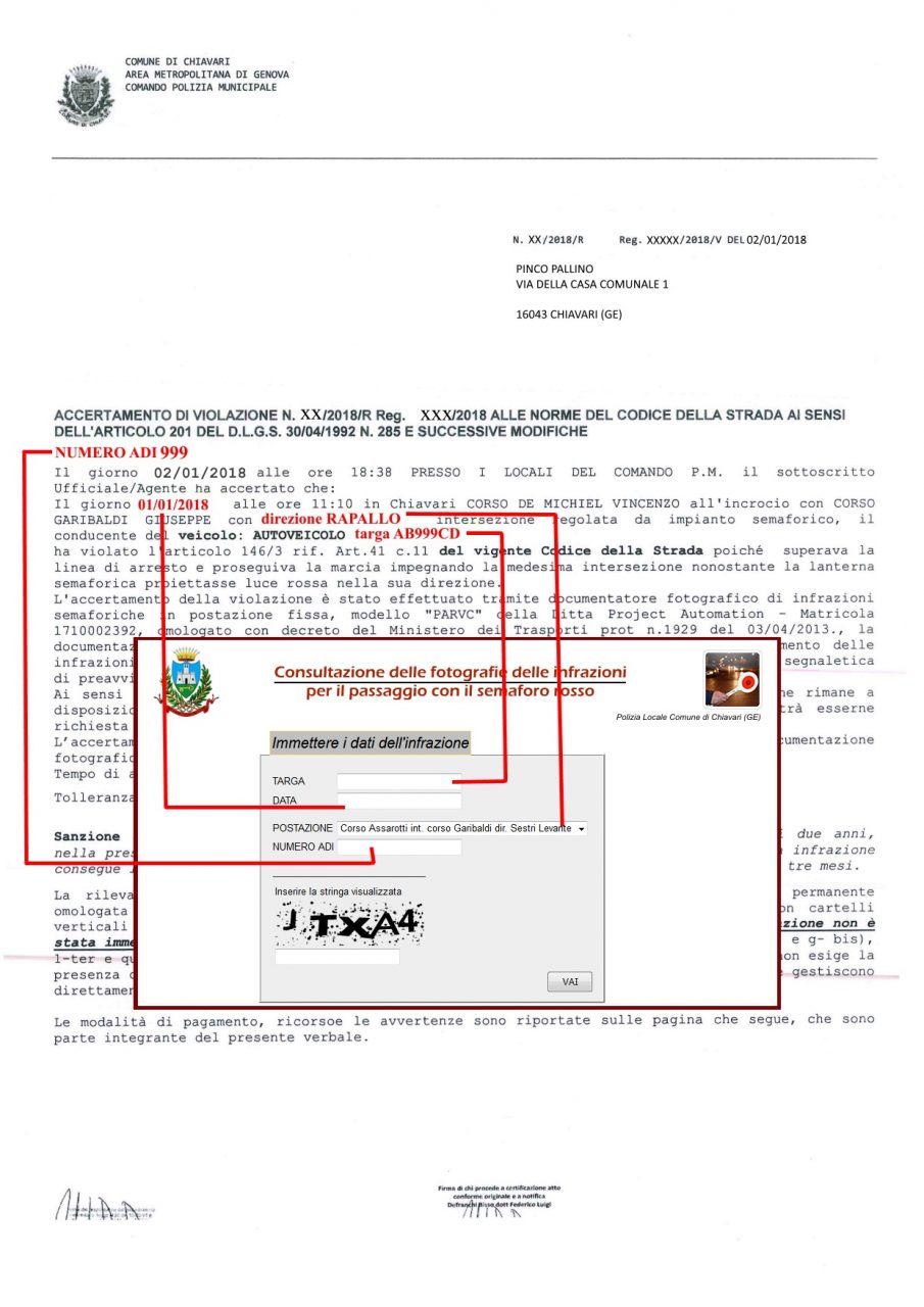 Chiavari, novità Photored: si può consultare on line la documentazione fotografica dell’infrazione