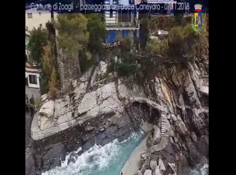 Passeggiate distrutte dal maltempo a Zoagli, le immagini aeree