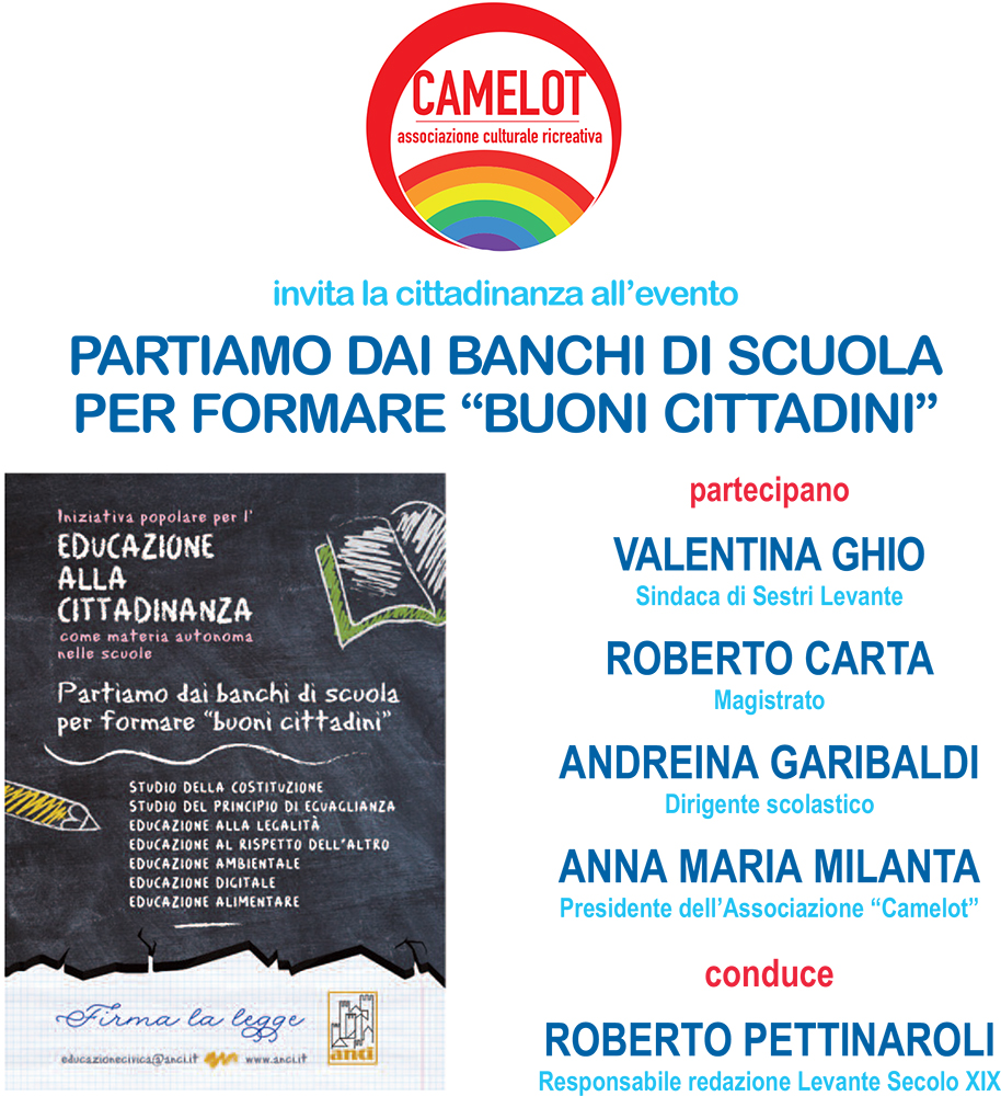 Educazione alla cittadinanza: a Sestri Levante un evento informativo della neonata associazione Camelot