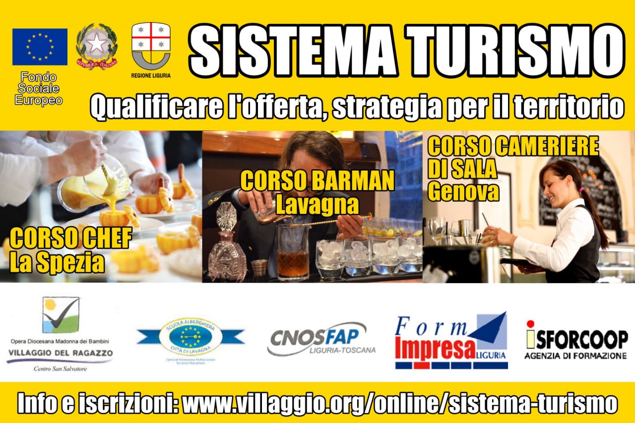 “Sistema Turismo”: aperte fino al 7 Febbraio le iscrizioni ai corsi per Chef, Barman e Cameriere di sala