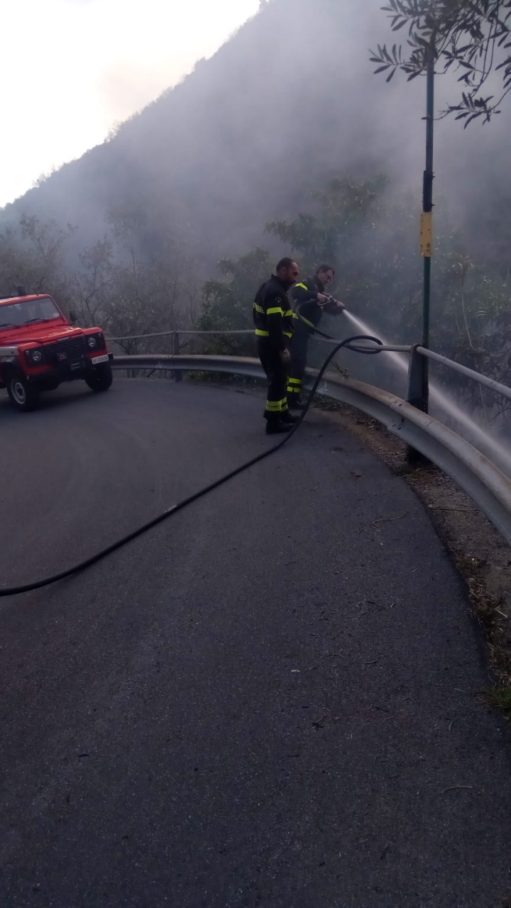 Incendio domato poco fa a Sori