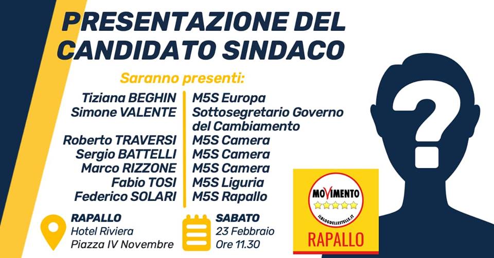 Rapallo, sabato la presentazione del candidato sindaco del M5S