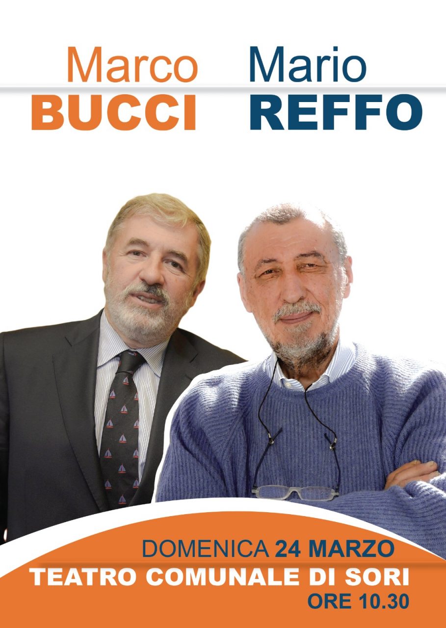 Il sindaco di Genova Marco Bucci  presenta il candidato Mario  Reffo