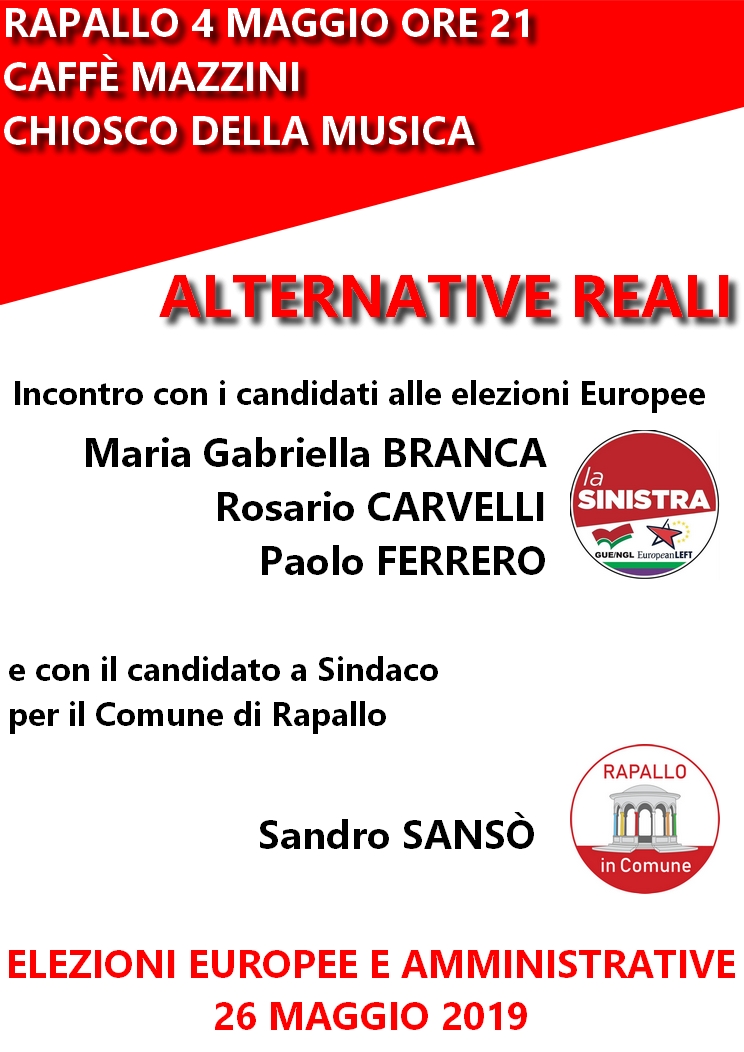 Europee ed Amministrative: le «alternative reali» di “Rapallo in Comune” e “La Sinistra”