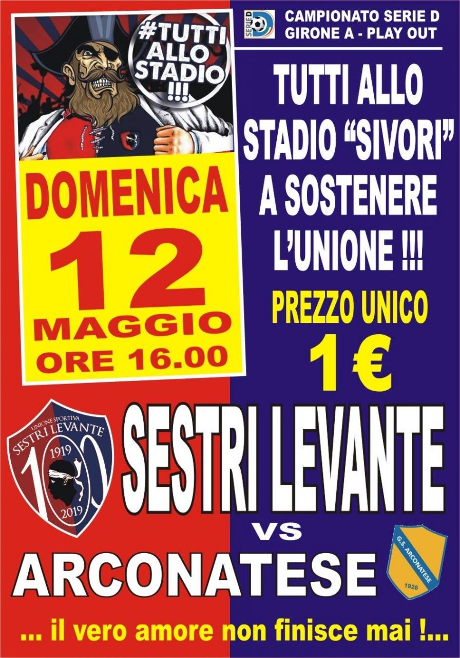 Sestri Levante, domenica allo stadio a 1 euro