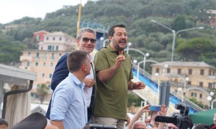Salvini a Recco incontra Gandolfo ed improvvisa un comizio