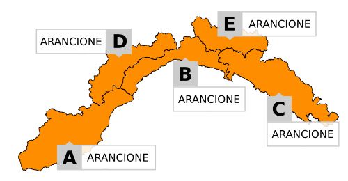 Allerta meteo arancione sino alle 15, poi gialla sino alle 17
