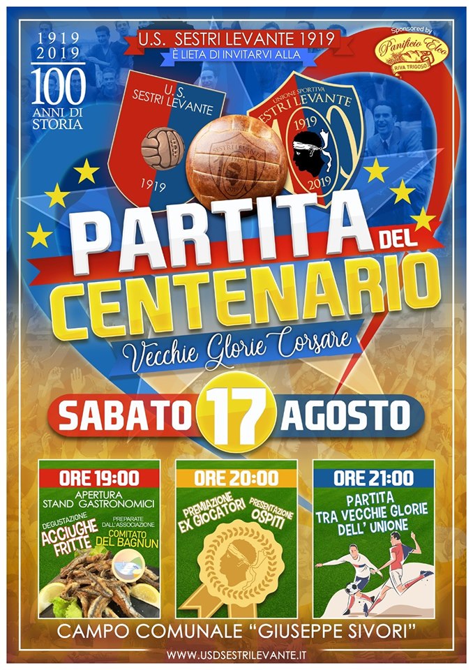 Sestri Levante, domani la partita del centenario
