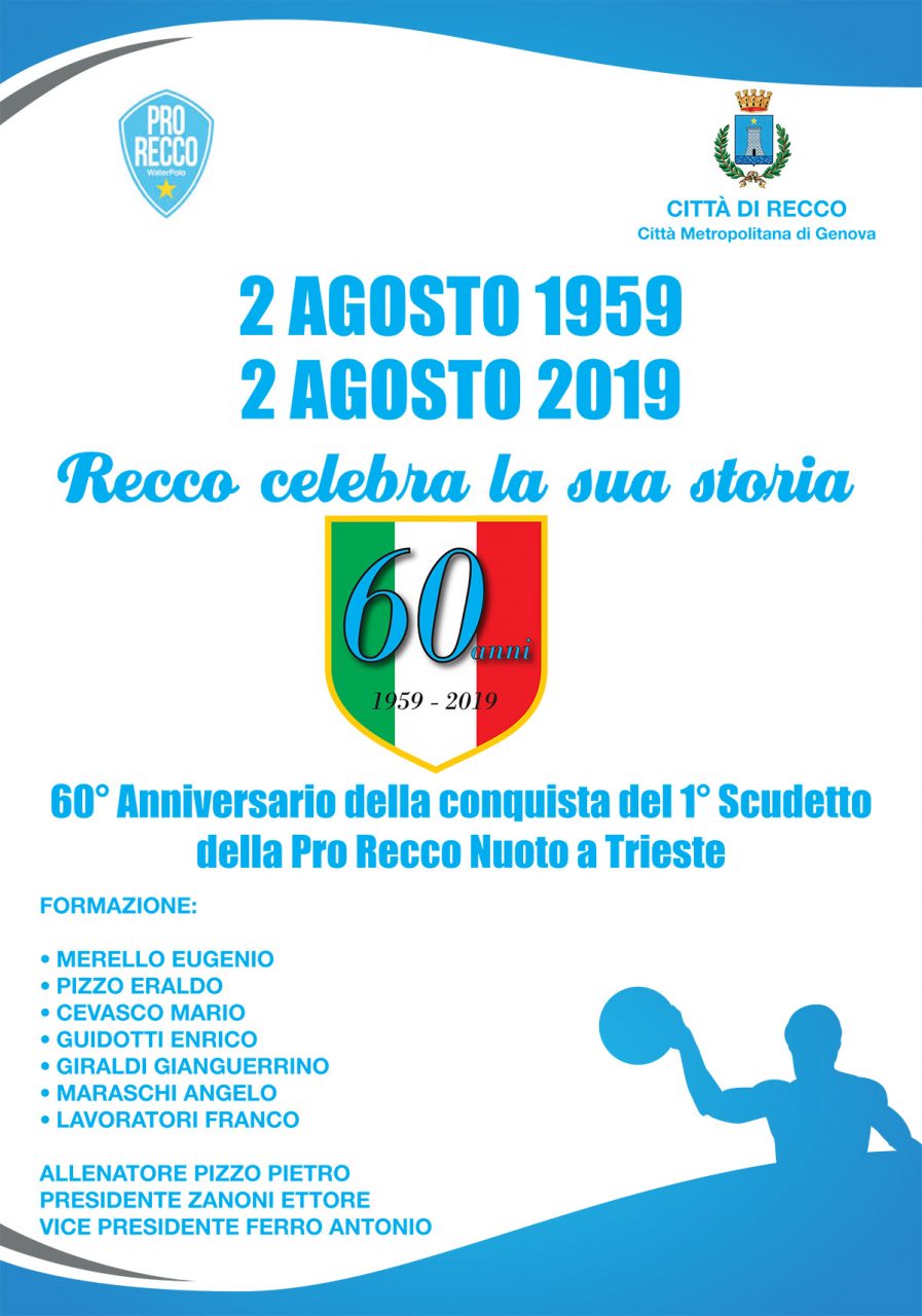 Oggi si celebrano i 60 anni dal primo scudetto targato Pro Recco