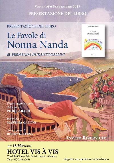 Sestri, oggi la presentazione del libro “Le favole di Nonna Nanda”
