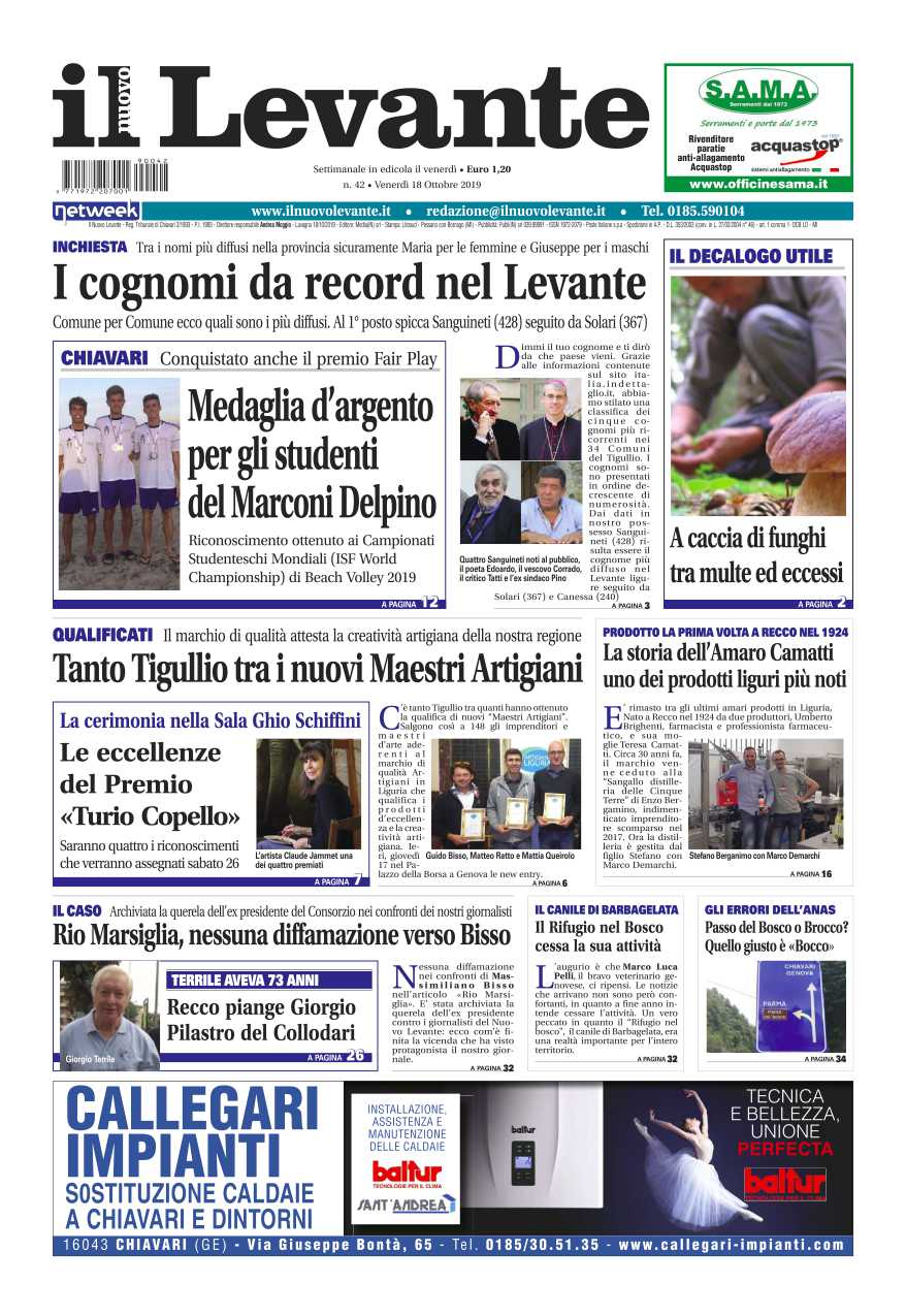 Inchieste, approfondimenti e interviste su Il Nuovo Levante da oggi in edicola