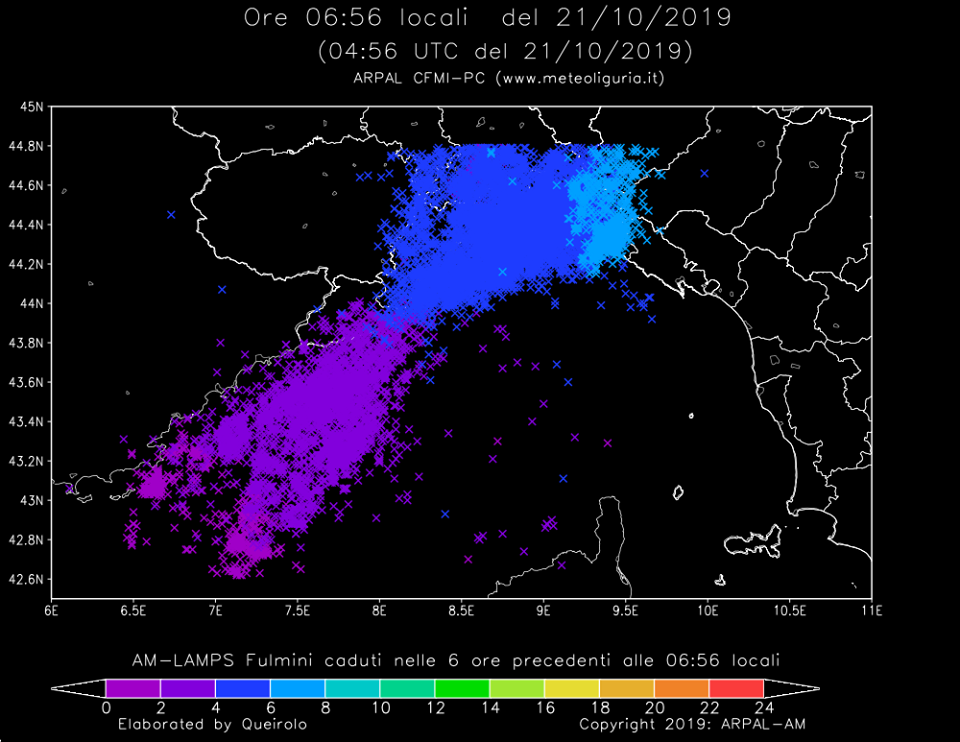 Forte pioggia e vento sul Levante ligure
