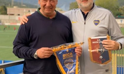 Una delegazione del Boca Juniors al Sivori per omaggiare il Sestri