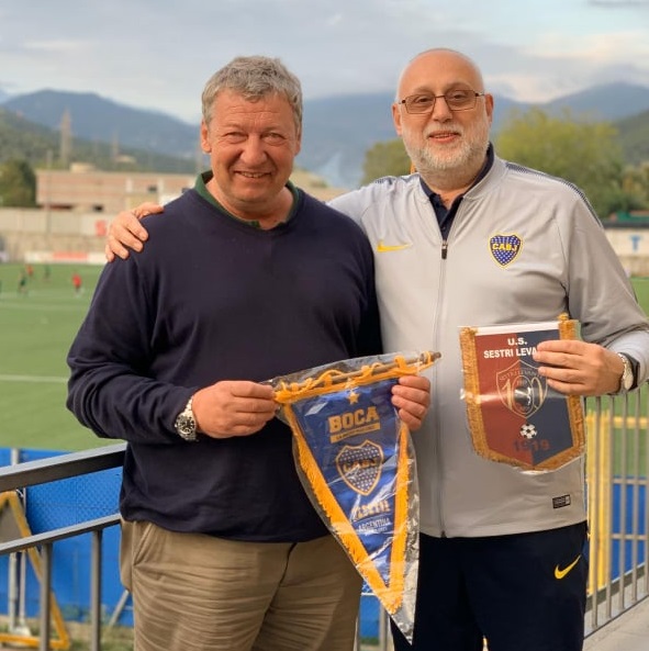 Una delegazione del Boca Juniors al Sivori per omaggiare il Sestri