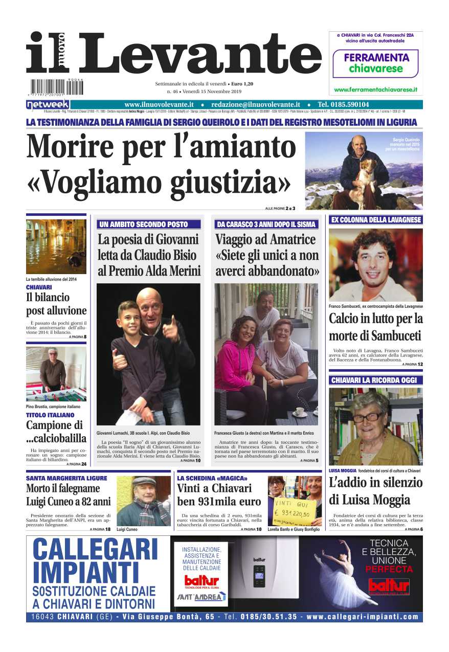Inchieste, approfondimenti e interviste su Il Nuovo Levante da oggi in edicola