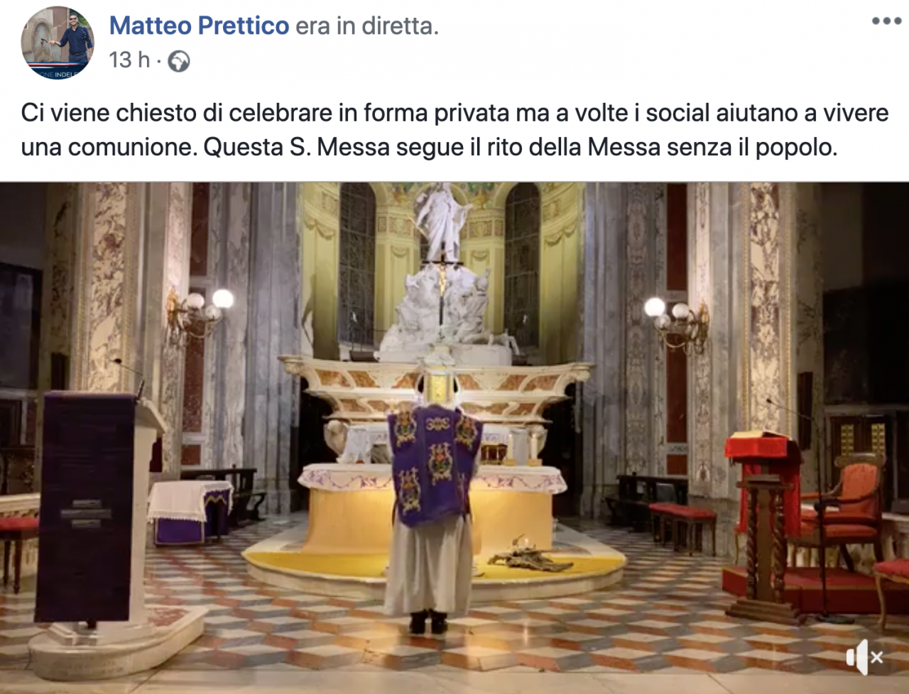 Sospese le celebrazioni eucaristiche. Nessun problema, ora la messa è in streaming