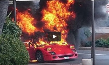 Ferrari F40 in fiamme a Montecarlo, fumo visibile a chilometri – VIDEO