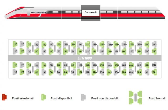 Treni, posti dimezzati sui Freccia per rispettare distanze