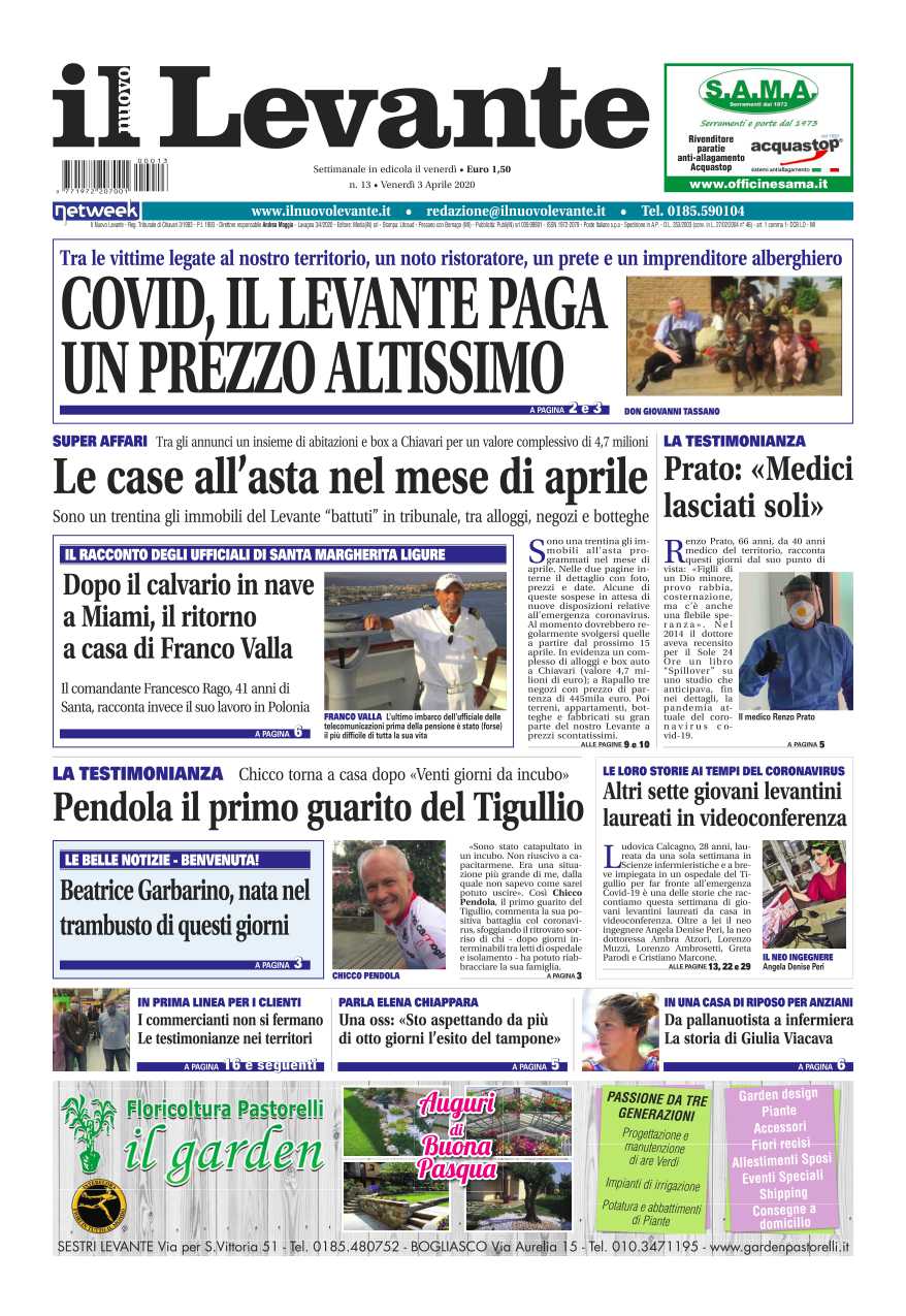 Coronavirus, il Levante paga un prezzo altissimo. Le storie in edicola sul Nuovo Levante
