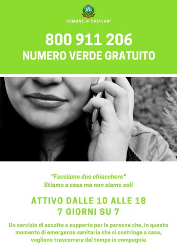 “Facciamo due chiacchiere”, compagnia telefonica per persone sole