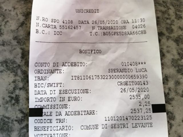 Raccolti oltre 2500 euro dagli ultras del Sestri Levante