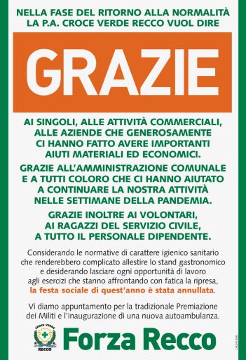 Croce Verde, un manifesto per dire grazie