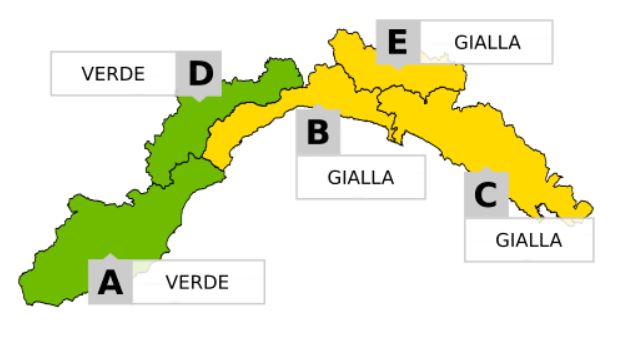 Allerta gialla per temporali sul Centro Levante della Liguria
