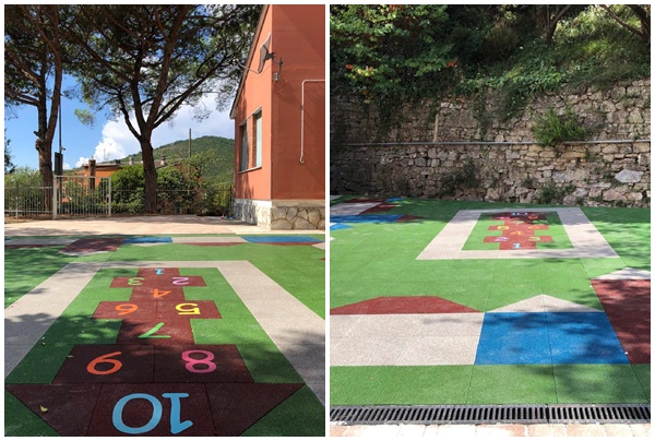 Piastrelle antitrauma alla scuola di Santa Vittoria