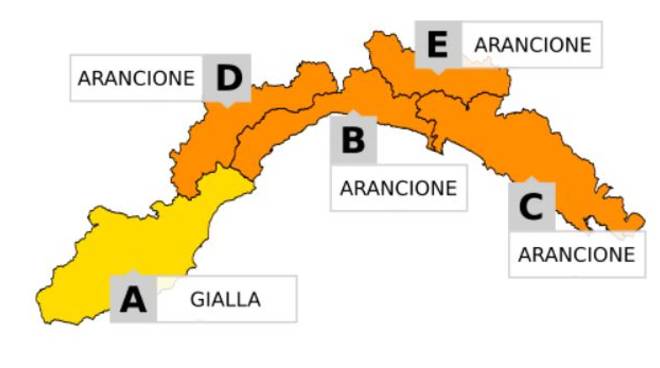 Nel Levante allerta meteo arancione