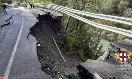 Cede una parte di sp586, strada crollata
