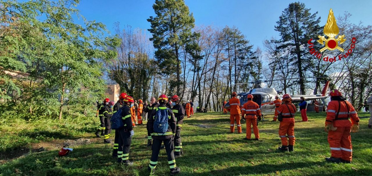 Vigili del Fuoco in esercitazione antincendio boschivo sul Monte di Portofino