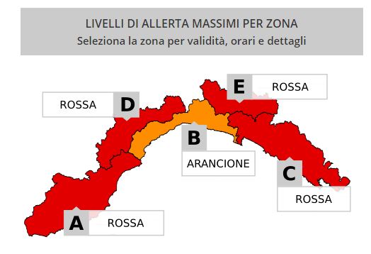 Maltempo, dalle 16 allerta rossa