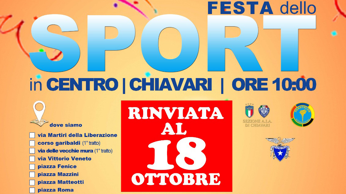Maltempo, rinviata ancora una volta la Festa dello Sport
