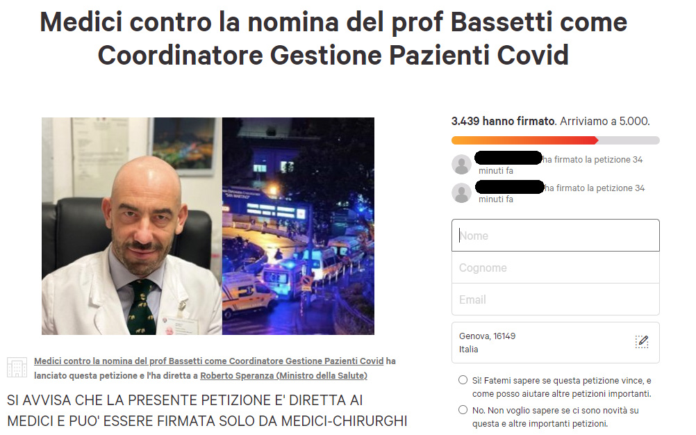 Bassetti, la discussa nomina ministeriale e la goffa petizione contraria