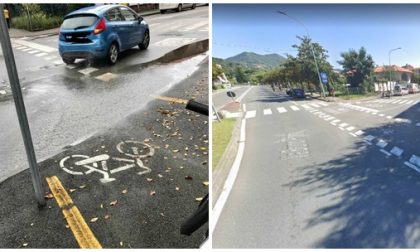 La pozzanghera sulla ciclopedonale di via Bruno Primi in consiglio comunale
