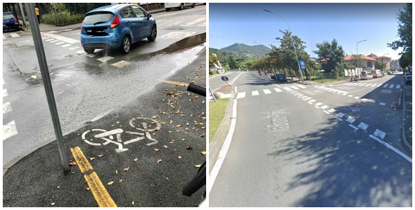 La pozzanghera sulla ciclopedonale di via Bruno Primi in consiglio comunale