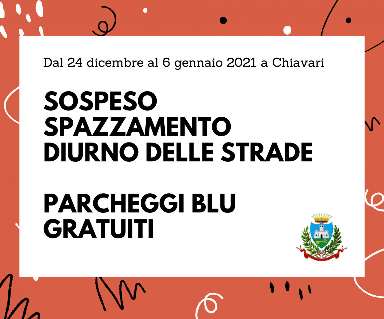 Dal 24 dicembre al 6 gennaio sospeso pagamento parcheggi blu e spazzatrice diurna