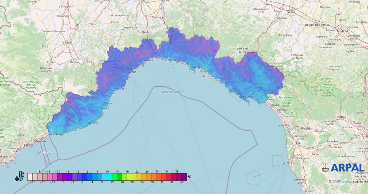 Nel Levante registrata la temperatura più bassa di tutta la Regione