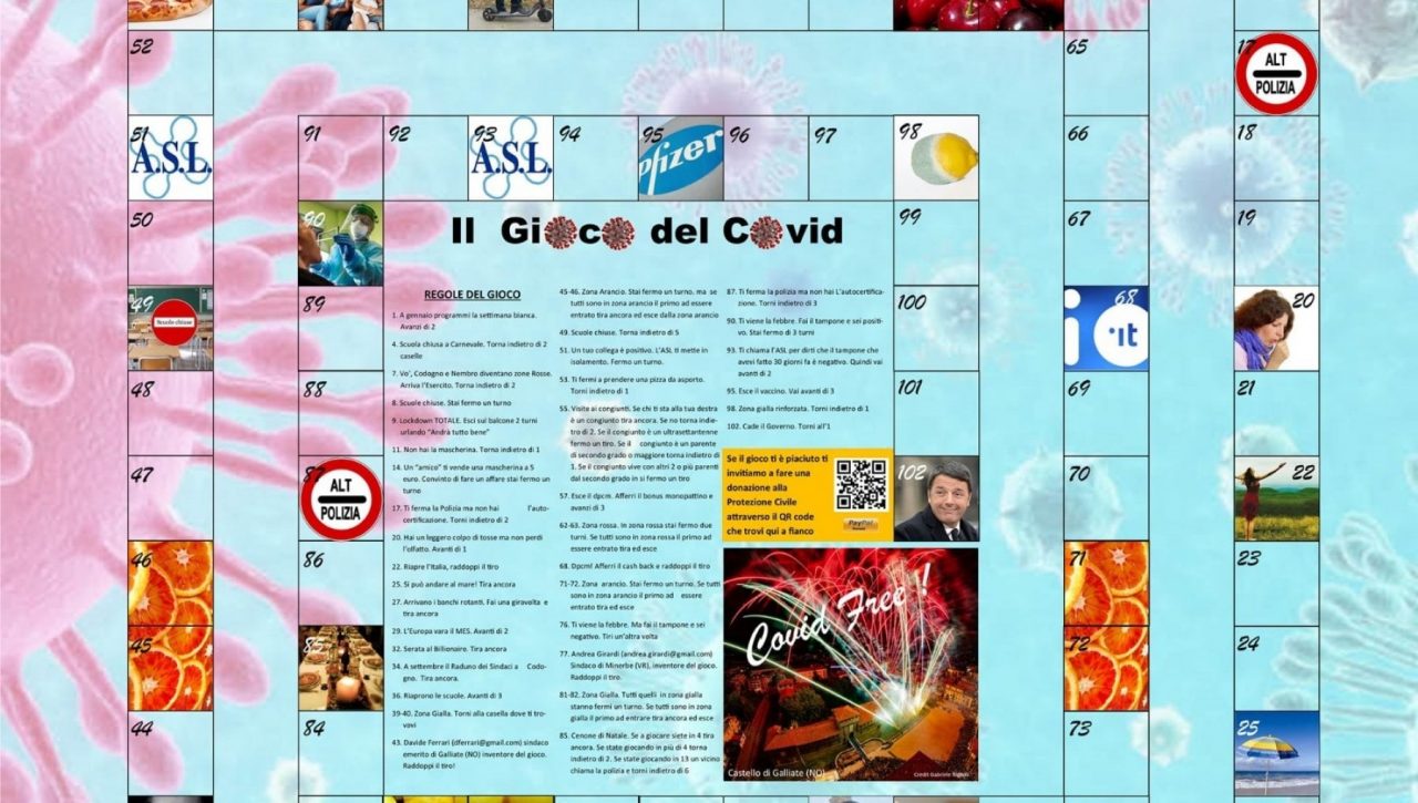 “Il gioco del Covid”: due sindaci trasformano l’emergenza in un gioco – parodico – da tavolo